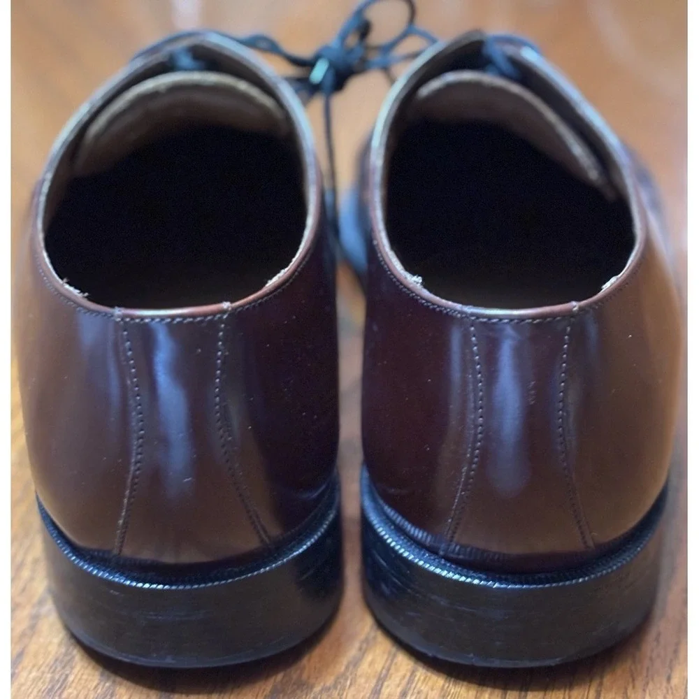 Bostonian Classics Men's 9.5 W Burgundy Leather Apron Toe Derby‎ Dress Shoes